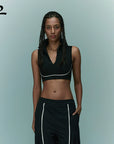 YPL lapel deep V-neck chest-padded sports bra