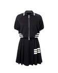 YPL splicing two wear POLO neck short-sleeved dress set